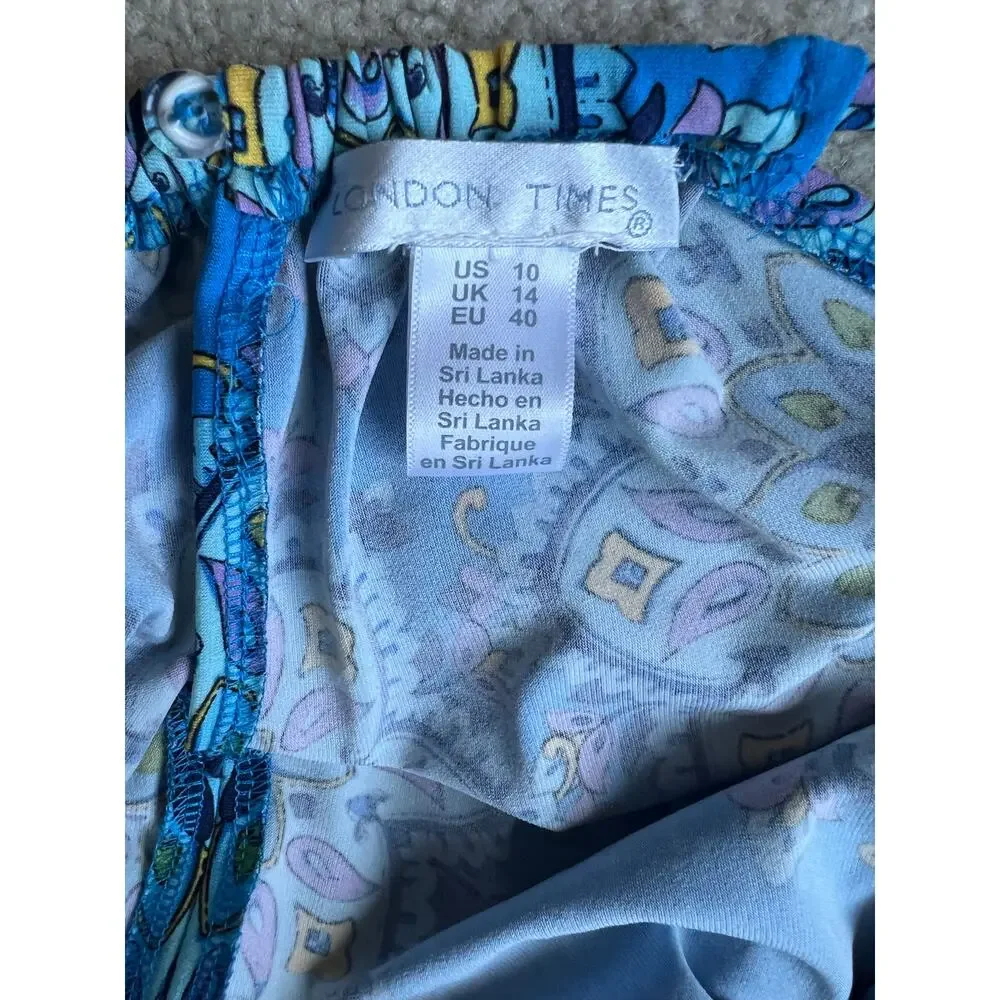 NWT London Times blue bohemian floral maxi dress size 10 - Picture 7 of 9